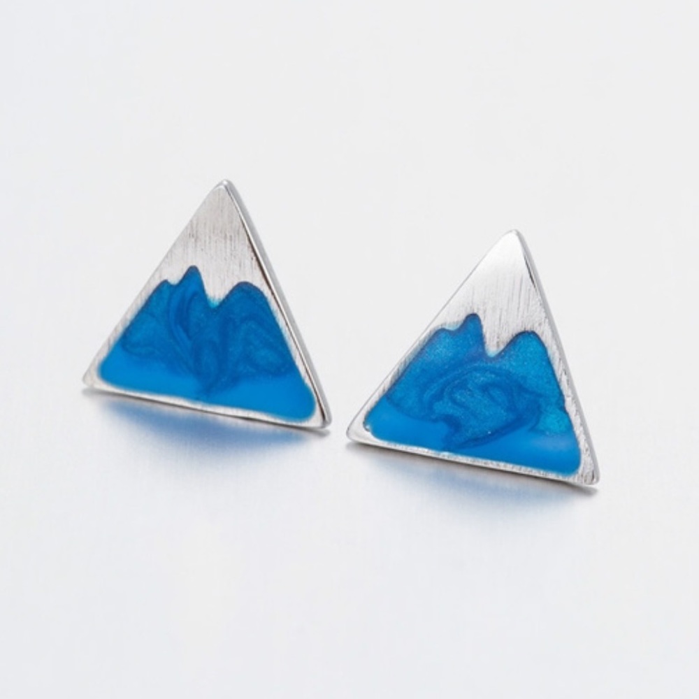 Stainless Steel Mountain Peak Stud Earrings